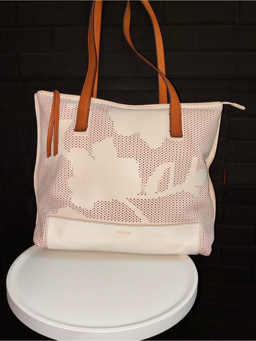 Fossil White Madison leather Tote Bag